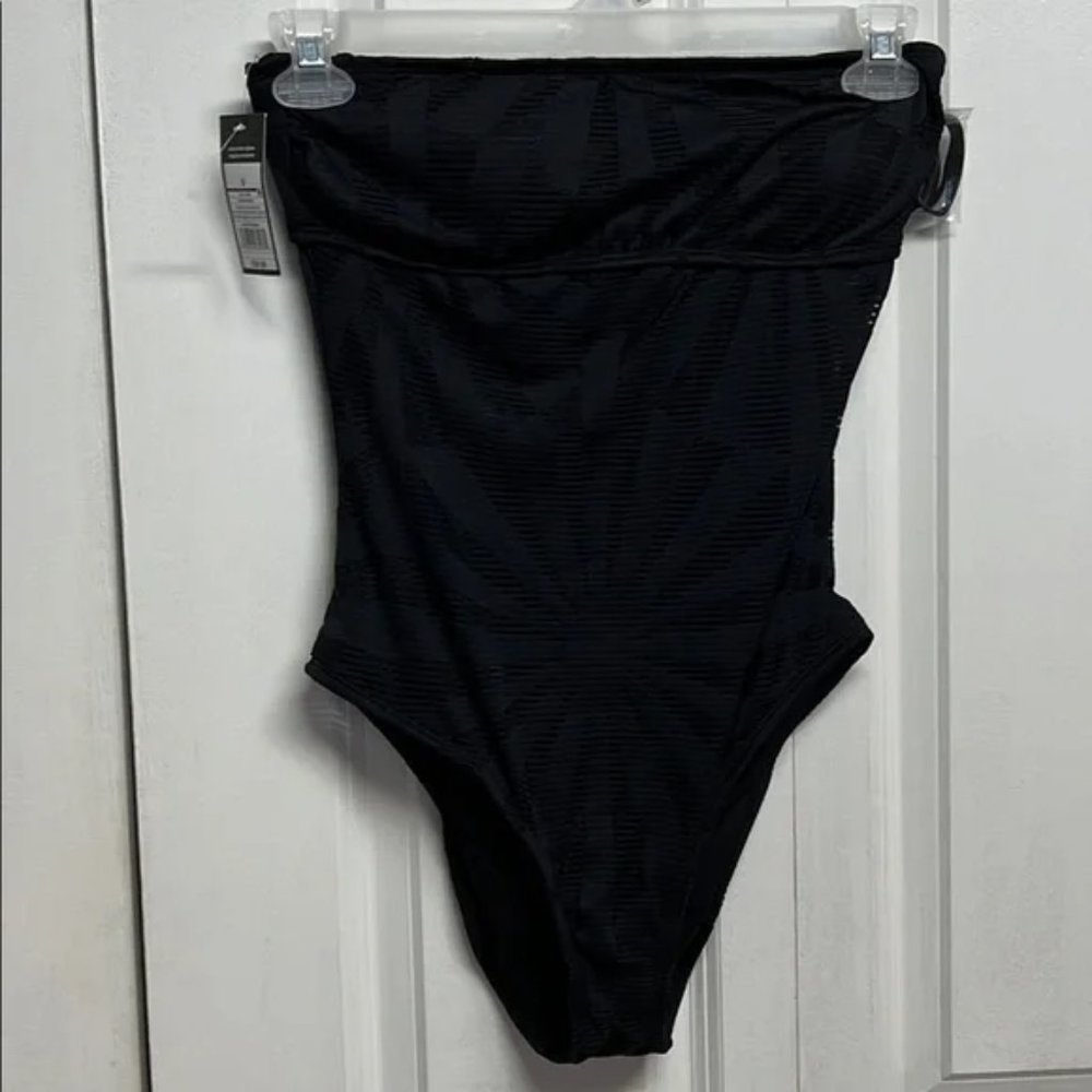Mossimo Black Design Print One Piece Bathing Suit Size S NWT